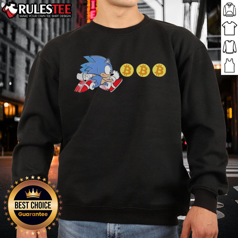 Funny Hedgehog Bitcoin Grab Sonic sweatshirt featuring a playful design perfect for crypto fans and gamers.