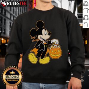 Alt Text: Good Mickey Mouse Halloween Dracula pumpkin candy glow sweatshirt perfect for festive celebrations and spooky fun.