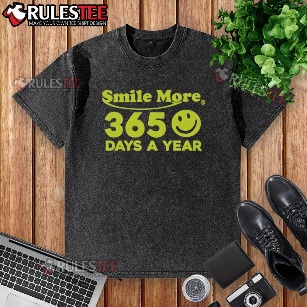 Alt Text: Good Roman Atwood Smile More 365 Days a Year washed t-shirt showcasing a vibrant design and comfortable fit.