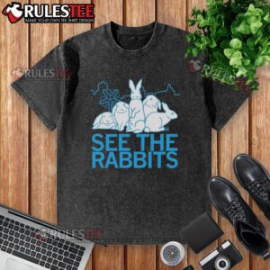 Good See The Rabbits washed t-shirt featuring a playful rabbit graphic, perfect for casual outfits and animal lovers.