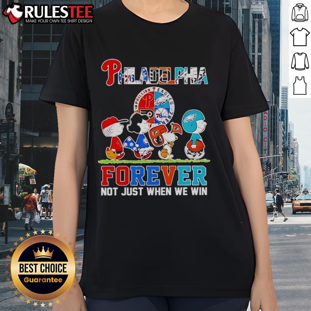 Good The Peanuts Philadelphia Sport Teams logo tee for ladies celebrating team spirit, not just victories.