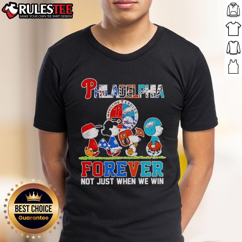 Alt Text: Good The Peanuts Philadelphia Sport Teams Logo Forever Not Just When We Win T-Shirt featuring vibrant team graphics