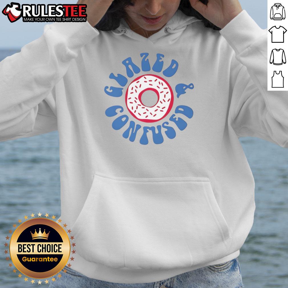 Happy Glazed and Confused Donut Hoodie featuring a colorful donut design, perfect for donut lovers and casual wear.