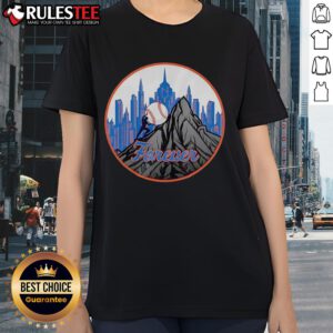 Happy Skyline Forever New York Mets baseball ladies tee with vibrant design showcasing team spirit and style.