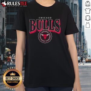 Chicago Bulls arched crest ladies tee showcasing team spirit and style for NBA fans.