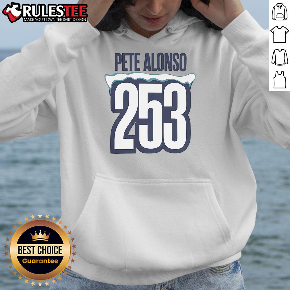 Pete Alonso sporting a New York Mets hoodie after hitting his 253rd home run, showcasing team pride and athletic achievement.