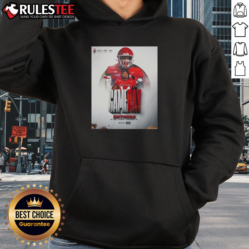 Rutgers Scarlet Knights football gameday hoodie vs Ohio, showcasing team colors and logo for passionate fans.