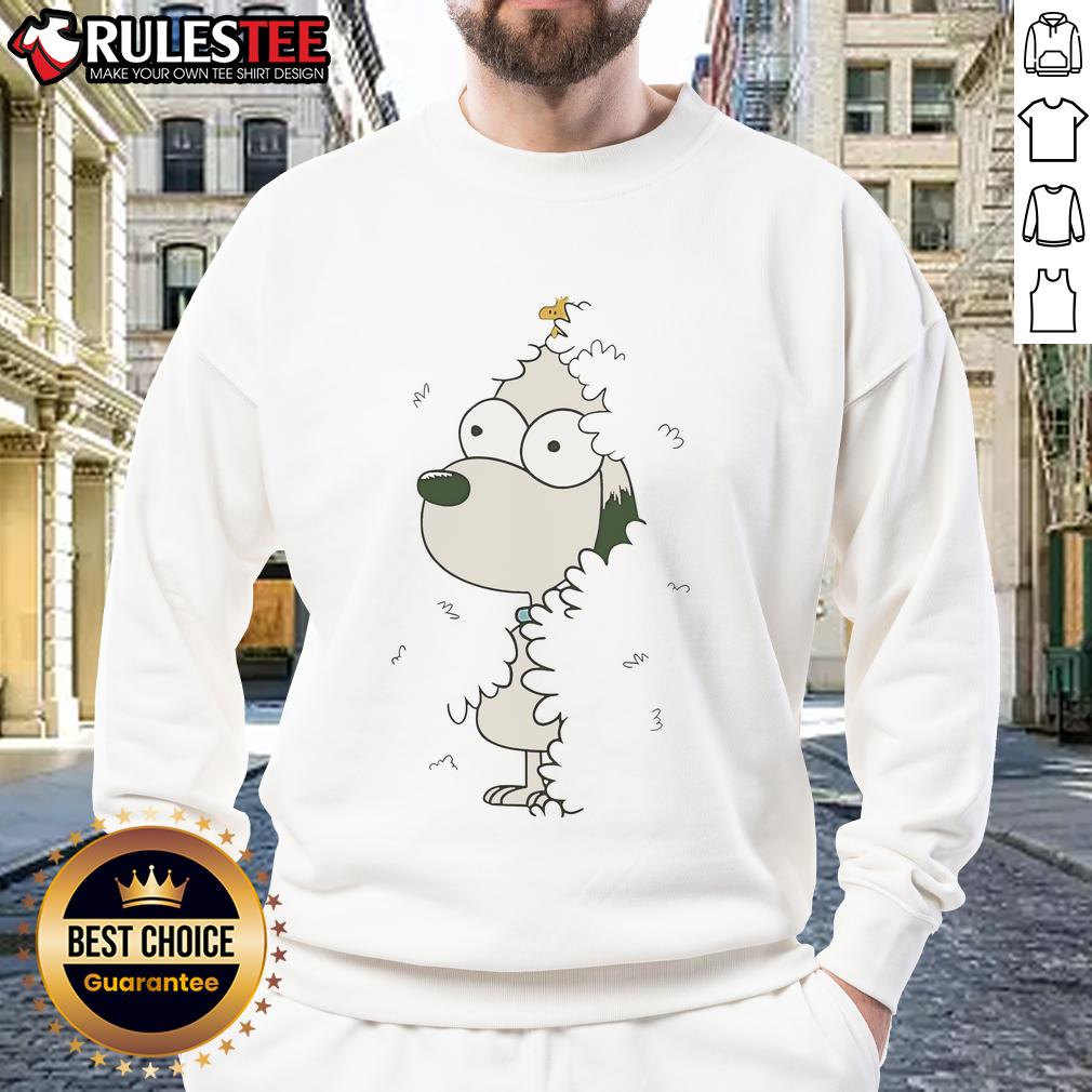 Snoopy and Woodstock graphic on a Bush X Simpsons sweatshirt, perfect for fans of classic cartoons and pop culture.