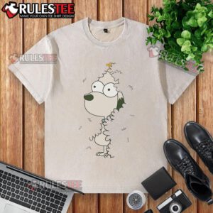 Nice Snoopy and Woodstock Bush X Simpsons washed t-shirt featuring vibrant cartoon graphics on a casual style.