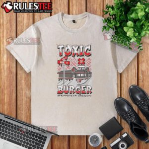 Nice Toxic Burger restaurant in Springfield, Oregon featuring a trendy washed t-shirt design, perfect for food lovers.