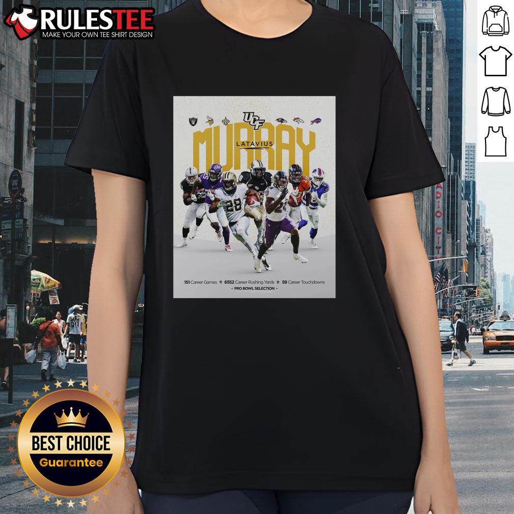 Alt Text: UCF Knights football ladies tee featuring player Latavius Murray, perfect for fans and game day outfits.