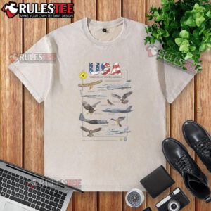 Nice USA Planes Wildlife of North America Birds of Prey washed t-shirt featuring majestic raptors in vibrant design.