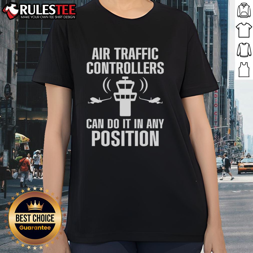 Official Air Traffic Controller Any Position ATC Flight Control Ladies Tee in stylish design for aviation enthusiasts.