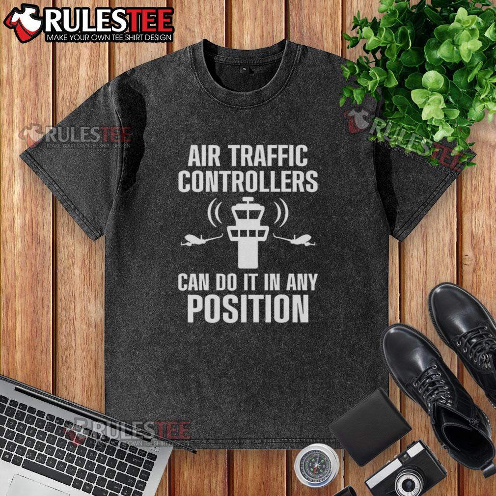 Alt Text: Official Air Traffic Controller Any Position ATC Flight Control washed t-shirt featuring a stylish design and comfortable fit.