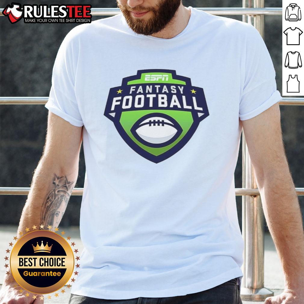 Alt Text: Official ESPN Fantasy Football 2025 logo t-shirt featuring bold graphics and vibrant colors for fans and players.