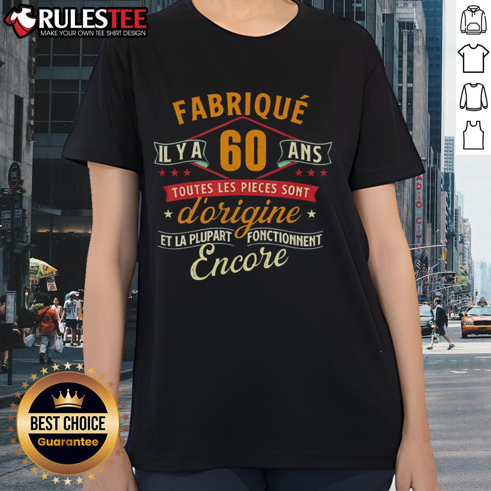 Official Fabrique Il Y A 60 Ans anniversary tee for ladies featuring a fun design celebrating 60 years.