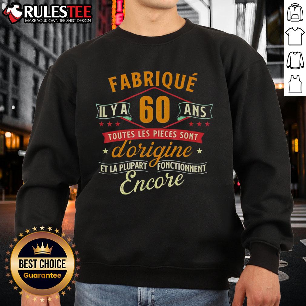 Official Fabrique Il Y A 60 Ans sweatshirt celebrating 60th anniversary with playful design and vibrant colors.