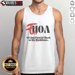 Alt Text: Official Fairhoa tank top design promoting community empowerment and giving power back to the residents.