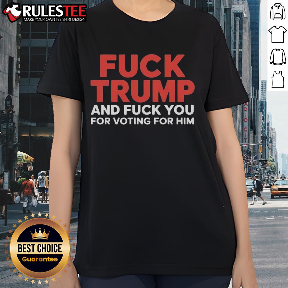 Premium ladies tee featuring 'Fck Trump' slogan, perfect for expressing political views and protest fashion.