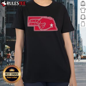Official Fingers Nebraska Map Ladies Tee featuring a stylish design showcasing Nebraska's unique geography and landmarks.