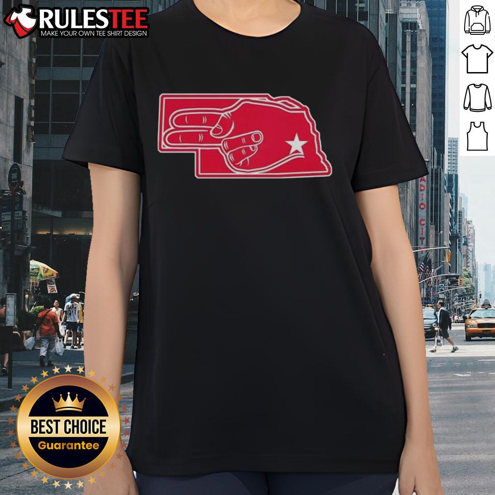 Official Fingers Nebraska Map Ladies Tee featuring a stylish design showcasing Nebraska's unique geography and landmarks.