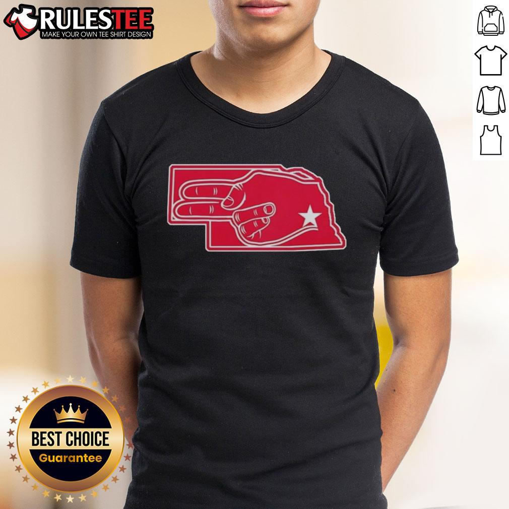 Official Fingers Nebraska Map T-Shirt featuring a detailed graphic of Nebraska's map design, perfect for state pride.