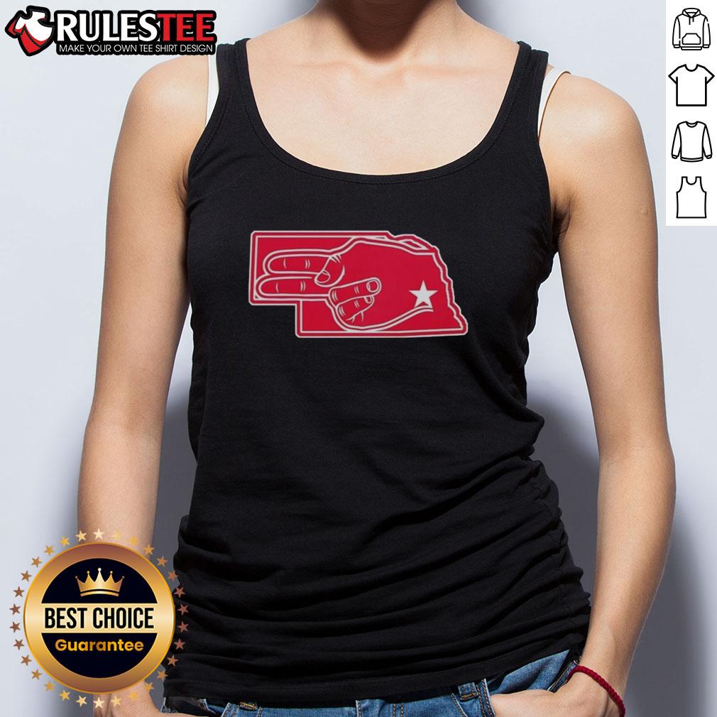 Official Fingers Nebraska Map Tank Top featuring a detailed graphic of Nebraska's map, perfect for state pride.