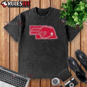 Official Fingers Nebraska Map washed t-shirt featuring a colorful map design and casual style for fans.