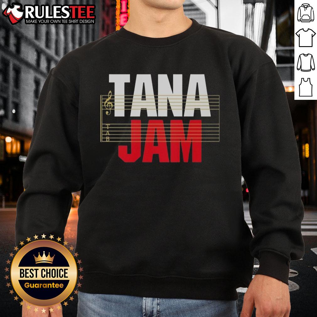Official Hiroshi Tanahashi Tana Jam sweatshirt featuring a vibrant design and logo, perfect for wrestling fans.