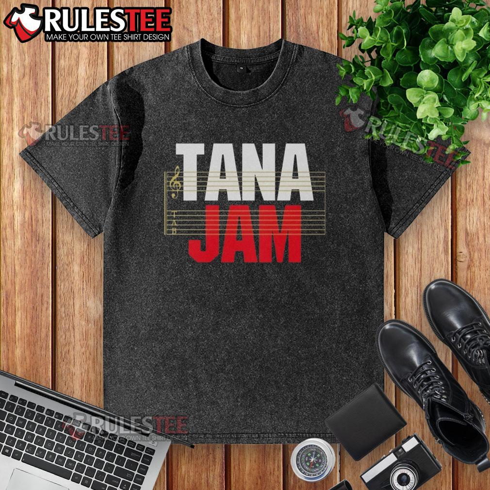 Official Hiroshi Tanahashi Tana Jam washed t-shirt featuring vibrant graphics and a comfortable fit for wrestling fans.