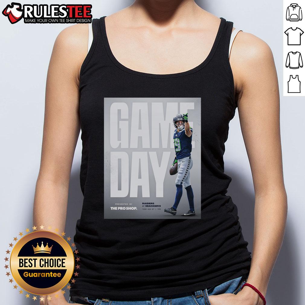 Official Las Vegas Raiders vs Seattle Seahawks NFL preseason game day tank top featuring team logos and vibrant design.