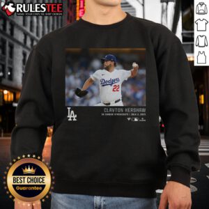 Official Los Angeles Dodgers Clayton Kershaw 3K Career Strikeouts sweatshirt featuring team colors and logo design.