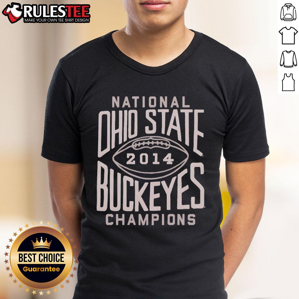 Alt Text: Official Ohio State Buckeyes National Champions 2014 T-Shirt featuring team logo and championship graphics.