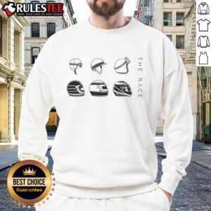 Official The Race Helmet Evolution Sweatshirt featuring a stylish design for motorsport enthusiasts and fans.