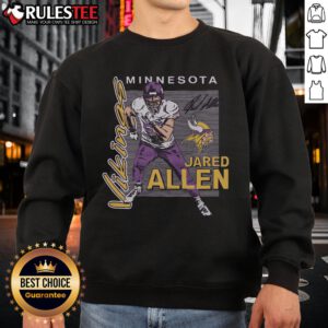 Official Vikings Jared Allen Signature Sweatshirt featuring team colors and player signature for fans and collectors.