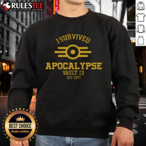 Men's Premium I Survived Apocalypse Vault 13 Est. 2077 Sweatshirt in black, showcasing a stylish graphic design.