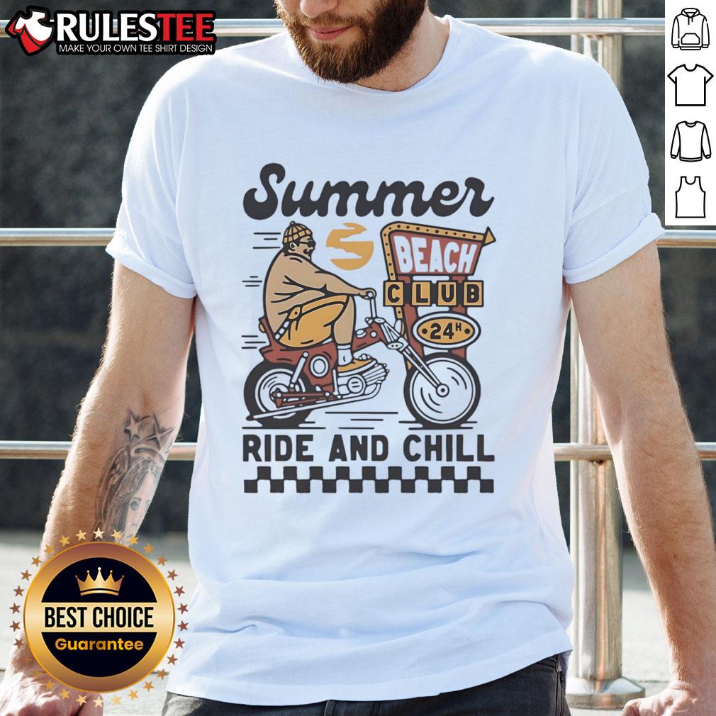 Premium Summer Beach Club 24H Ride And Chill Vintage T-Shirt featuring a retro beach design perfect for summer vibes.