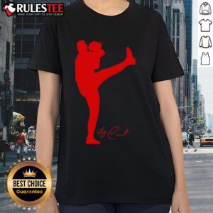 Alt Text: Top Garrett Crochet Boston Red Sox baseball silhouette signature ladies tee showcasing team spirit and style.