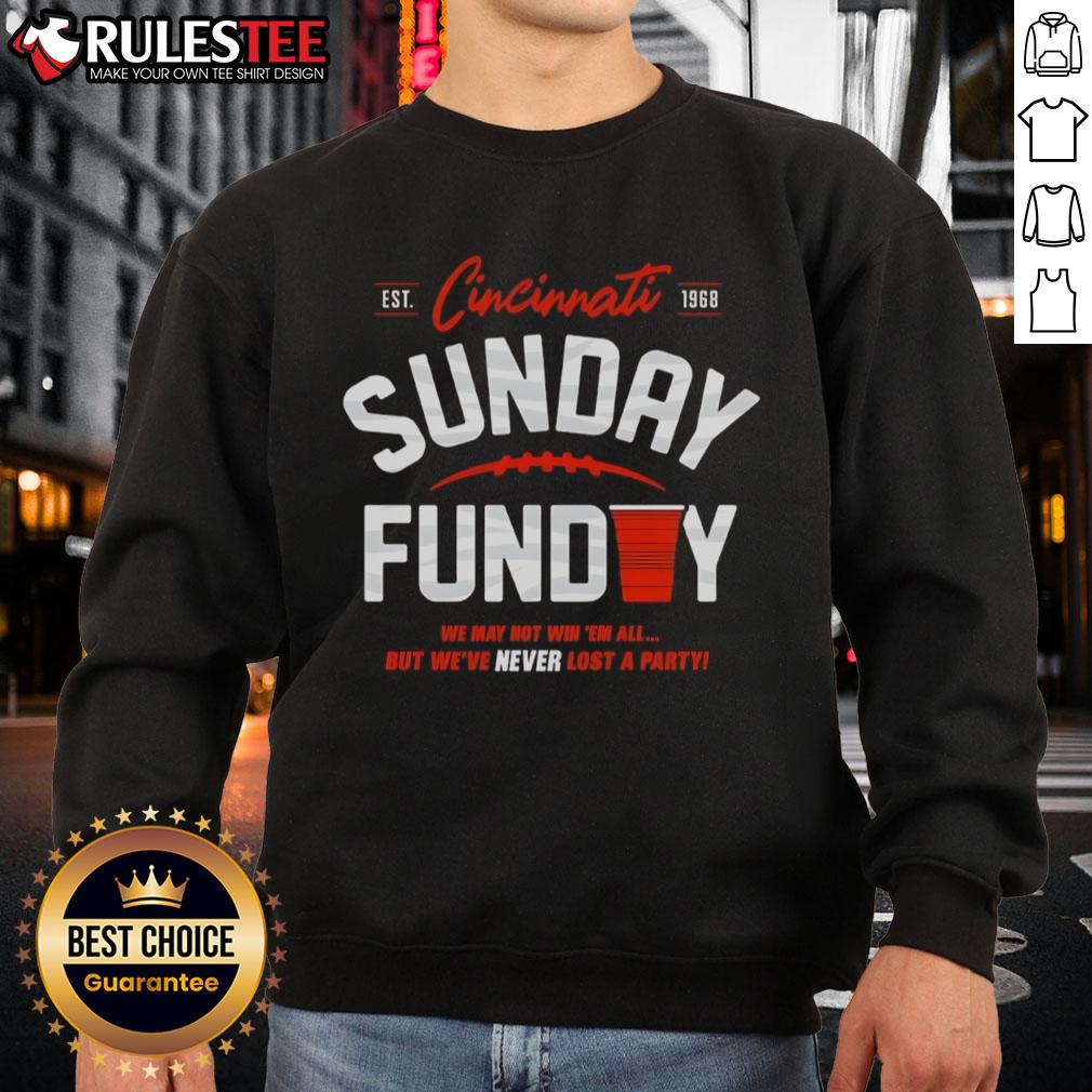 Cozy Sunday Cincinnati football sweatshirt from Top Never Lost A Party, perfect for game day and casual wear.