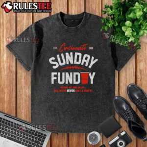 Top Never Lost A Party Sunday Cincinnati Football washed t-shirt in vibrant colors, perfect for game day celebrations.