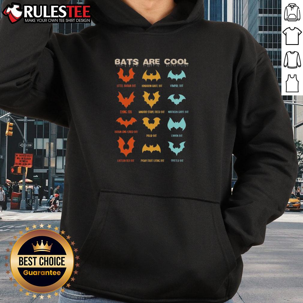 Awesome hoodie featuring different kinds of bats and a chiropterologist design, celebrating the coolness of bats.