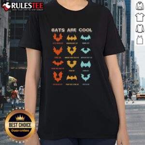 Awesome bats in various species displayed on a ladies tee, showcasing unique wings and highlighting chiropterology.