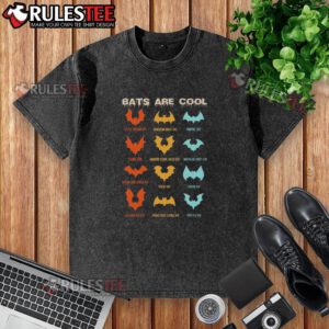 Awesome bats graphic on a cool t-shirt, showcasing different kinds of bats and a chiropterologist's wings design.