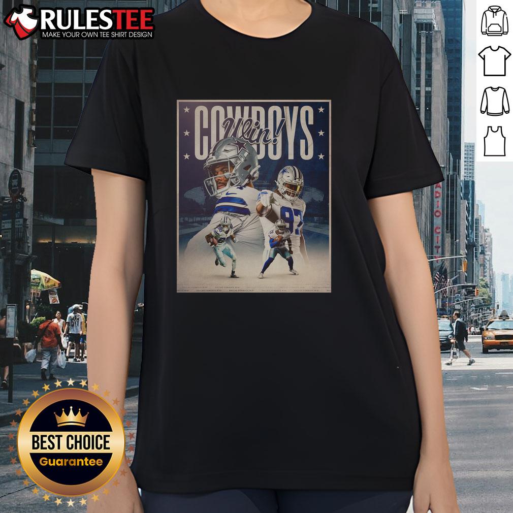 Alt Text: Awesome Dallas Cowboys Wins Week 2 NFL Ladies Tee featuring team colors and logo for female fans.