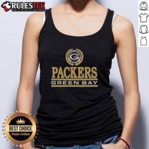 Awesome Green Bay Packers crest tank top featuring vibrant team colors and logo, perfect for fans and game day attire.