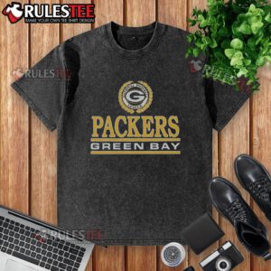 Awesome Green Bay Packers crest washed t-shirt featuring vibrant team colors and logo, perfect for fans and casual wear.