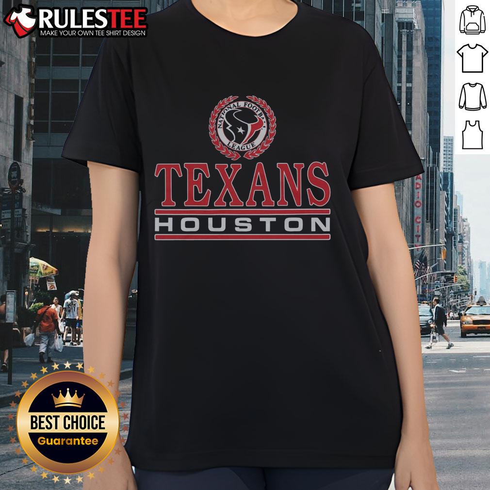 Awesome Houston Texans Crest Ladies Tee featuring team colors and logo for stylish game day attire.