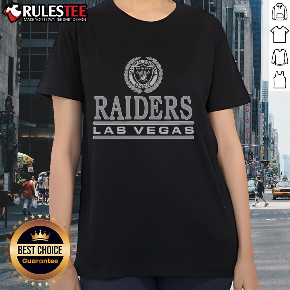 Awesome Las Vegas Raiders Crest Ladies Tee featuring vibrant team colors and logo, perfect for fans and casual wear.