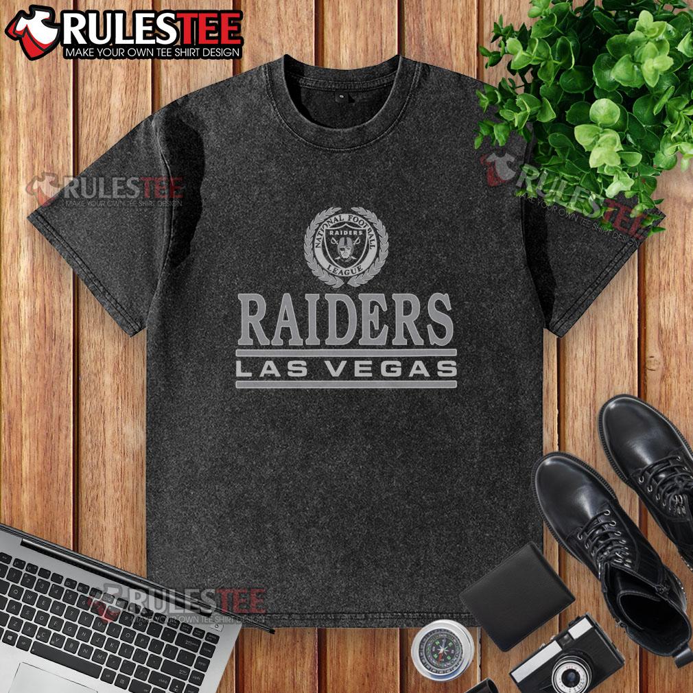 Awesome Las Vegas Raiders Crest Washed T-Shirt featuring a vintage design and team colors, perfect for fans.