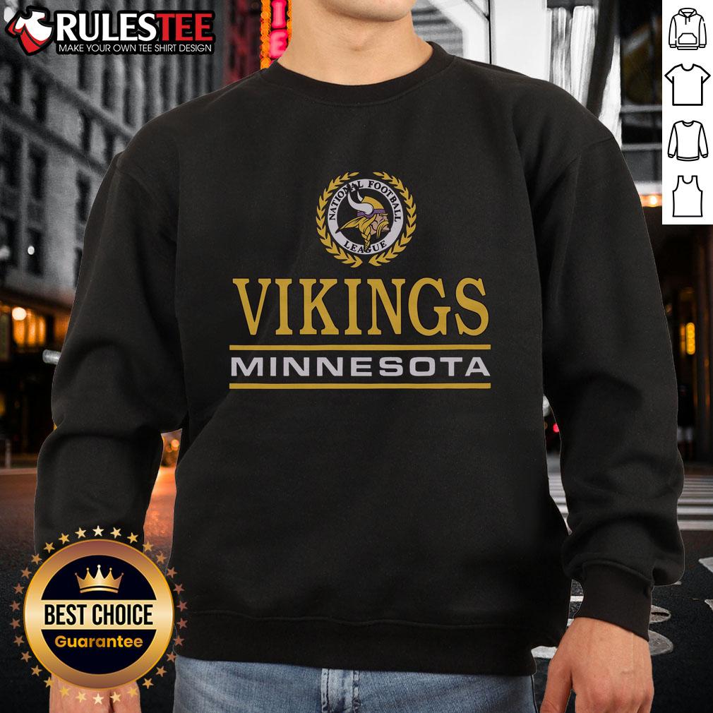 Awesome Minnesota Vikings Crest Sweatshirt featuring bold team colors and logo, perfect for fans and casual wear.